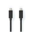 USB kabel | USB 3.2 Gen 2x2 | USB-C™ Zástrčka | USB-C™ Zástrčka | 100 W | 4K@60Hz | 20 Gbps | Poniklované | 1.00 m | Kulatý | PVC | Černá | Box