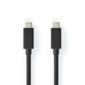 USB kabel | USB 3.2 Gen 2x2 | USB-C™ Zástrčka | USB-C™ Zástrčka | 100 W | 4K@60Hz | 20 Gbps | Poniklované | 1.00 m | Kulatý | PVC | Černá | Box