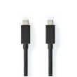 USB kabel | USB 3.2 Gen 2x2 | USB-C™ Zástrčka | USB-C™ Zástrčka | 100 W | 4K@60Hz | 20 Gbps | Poniklované | 2.00 m | Kulatý | PVC | Černá | Label