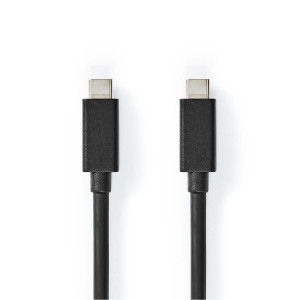 USB kabel | USB 3.2 Gen 2x2 | USB-C™ Zástrčka | USB-C™ Zástrčka | 100 W | 4K@60Hz | 20 Gbps | Poniklované | 2.00 m | Kulatý | PVC | Černá | Label