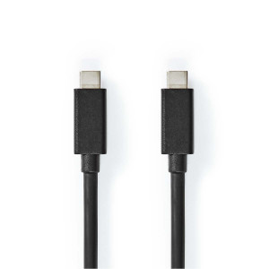 USB kabel | USB 3.2 Gen 2x2 | USB-C™ Zástrčka | USB-C™ Zástrčka | 100 W | 4K@60Hz | 20 Gbps | Poniklované | 2.00 m | Kulatý | PVC | Černá | Box