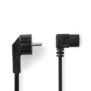 Napájecí kabel | Typ F Zástrčka | IEC-320-C13 | Úhlový | Úhlový | Poniklované | 2.00 m | Kulatý | PVC | Černá | Label