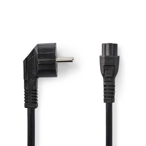 Napájecí kabel | Typ F Zástrčka | IEC-320-C5 | Úhlový | Přímý | Poniklované | 5.00 m | Kulatý | PVC | Černá | Label