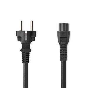 Napájecí kabel | Typ F Zástrčka | IEC-320-C5 | Přímý | Přímý | Poniklované | 2.00 m | Kulatý | PVC | Černá | Label