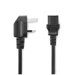 Napájecí kabel | UK Zástrčka | IEC-320-C13 | Úhlový | Přímý | Poniklované | 2.00 m | Kulatý | PVC | Černá | Label