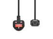 Napájecí kabel | UK Zástrčka | IEC-320-C13 | Úhlový | Přímý | Poniklované | 2.00 m | Kulatý | PVC | Černá | Label