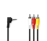 Audio Video Kabel | 3,5 mm Zástrčka | 3x RCA Zástrčka | Poniklované | 2.00 m | Kulatý | PVC | Černá