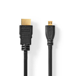 High Speed HDMI™ kabel s Ethernetem | Konektor HDMI ™ | Mikro konektor HDMI ™ | 4K@30Hz | 10.2 Gbps | 1.50 m | Kulatý | PVC | Černá | Label