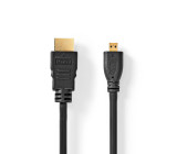 High Speed HDMI™ kabel s Ethernetem | Konektor HDMI ™ | Mikro konektor HDMI ™ | 4K@30Hz | 10.2 Gbps | 2.00 m | Kulatý | PVC | Černá | Label