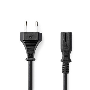 Napájecí kabel | Euro Male | IEC-320-C7 | Přímý | Přímý | Poniklované | 0.50 m | Plochý | PVC | Černá | Label