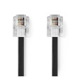 Telefonní Kabel | RJ11 Zástrčka | RJ11 Zástrčka | 2.00 m | Provedení kabelu: Plochý | Pokovování: Pozlacené | Typ kabelu: RJ11 | Černá