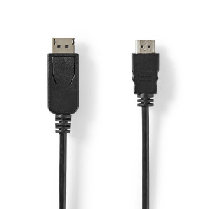 Displayport kabel | DisplayPort Zástrčka | Konektor HDMI ™ | 4K@60Hz | Poniklované | 2.00 m | Kulatý | PVC | Černá | Label