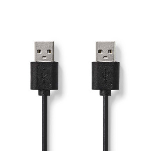 USB kabel | USB 2.0 | USB-A Zástrčka | USB-A Zástrčka | 480 Mbps | Poniklované | 2.00 m | Kulatý | PVC | Černá | Label