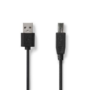 USB kabel | USB 2.0 | USB-A Zástrčka | USB-B Zástrčka | 480 Mbps | Poniklované | 3.00 m | Kulatý | PVC | Černá | Label