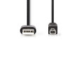 USB kabel | USB 2.0 | USB-A Zástrčka | USB-B Zástrčka | 480 Mbps | Poniklované | 3.00 m | Kulatý | PVC | Černá | Label