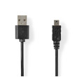 USB kabel | USB 2.0 | USB-A Zástrčka | Mini 5-Pin Zástrčka | 480 Mbps | Poniklované | 2.00 m | Kulatý | PVC | Černá | Label