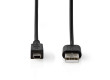 USB kabel | USB 2.0 | USB-A Zástrčka | Mini 5-Pin Zástrčka | 480 Mbps | Poniklované | 2.00 m | Kulatý | PVC | Černá | Label