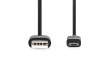 USB kabel | USB 2.0 | USB-A Zástrčka | USB Micro-B Zástrčka | 7.5 W | 480 Mbps | Poniklované | 1.00 m | Kulatý | PVC | Černá | Label
