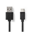 USB kabel | USB 2.0 | USB-A Zástrčka | USB-C™ Zástrčka | 2.5 W | 480 Mbps | Poniklované | 1.00 m | Kulatý | PVC | Černá | Label