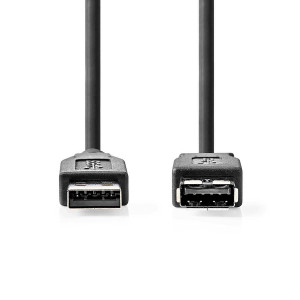 USB kabel | USB 3.2 Gen 1 | USB-A Zástrčka | USB-A Zásuvka | 5 Gbps | Poniklované | 2.00 m | Kulatý | PVC | Černá | Label