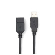 USB kabel | USB 2.0 | USB-A Zástrčka | USB-A Zásuvka | 480 Mbps | Poniklované | 3.00 m | Kulatý | PVC | Černá | Label