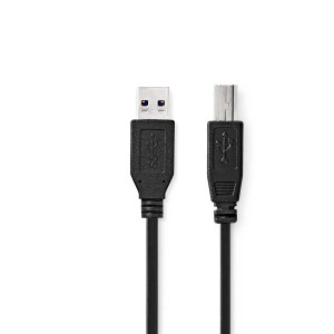 USB kabel | USB 3.2 Gen 1 | USB-A Zástrčka | USB-B Zástrčka | 5 Gbps | Poniklované | 2.00 m | Kulatý | PVC | Černá | Label