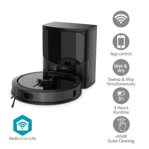 SmartLife Robot Vysavač | Laserová navigace | Wi-Fi | Kapacita Sběrné Nádrže: 0.6 l | Automatické nabíjení | Maximální provozní doba: 240 min | Černá | Android™ / IOS