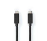 USB kabel | USB 3.2 Gen 2x2 | USB-C™ Zástrčka | USB-C™ Zástrčka | 100 W | 4K@60Hz | 20 Gbps | Poniklované | 1.00 m | Kulatý | PVC | Černá | Label