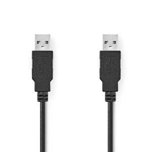 USB kabel | USB 2.0 | USB-A Zástrčka | USB-A Zástrčka | 480 Mbps | Poniklované | 2.00 m | Kulatý | PVC | Černá | Label