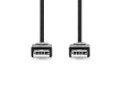 USB kabel | USB 2.0 | USB-A Zástrčka | USB-A Zástrčka | 480 Mbps | Poniklované | 3.00 m | Kulatý | PVC | Černá | Label