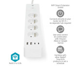 SmartLife Prodlužovací Přívod | Wi-Fi | Francie / Typ E (CEE 7/6) / USB A / USB-C ™ | 16 A | 3680 W | 2.00 m | 0 - 55 °C | Android™ / IOS | Bílá