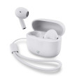 Plně bezdrátová sluchátka | Bluetooth® | Maximální doba přehrávání na baterie: 16 hod | Ovládání dotykem | Nabíjecí pouzdro | Pouzdro na bezdrátové nabíjení | Vestavěný mikrofon | Podpora hlasového ovládání | Bílá