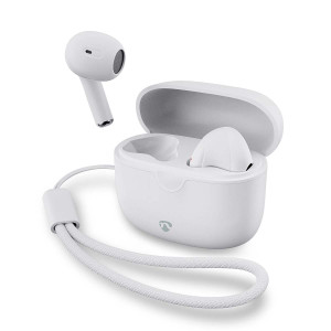 Plně bezdrátová sluchátka | Bluetooth® | Maximální doba přehrávání na baterie: 16 hod | Ovládání dotykem | Nabíjecí pouzdro | Pouzdro na bezdrátové nabíjení | Vestavěný mikrofon | Podpora hlasového ovládání | Bílá