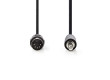 DIN Audio Kabel | DIN 5pinová Zástrčka | 3,5 mm Zástrčka | Poniklované | 2.00 m | Kulatý | PVC | Černá | Label