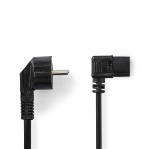 Napájecí kabel | Typ F Zástrčka | IEC-320-C13 | Úhlový | Úhlový | Poniklované | 10.0 m | Kulatý | PVC | Černá | Label