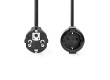Napájecí kabel | Typ F Zástrčka | Typ F Zásuvka | Přímý | Přímý | Poniklované | 3.00 m | Kulatý | PVC | Černá | Label