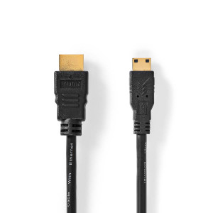 High Speed HDMI™ kabel s Ethernetem | Konektor HDMI ™ | HDMI ™ Mini Connector | 4K@30Hz | 10.2 Gbps | 1.50 m | Kulatý | PVC | Černá | Label
