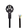 Napájecí kabel | Typ F Zástrčka | Open | Úhlový | Přímý | Poniklované | 2.00 m | Kulatý | PVC | Černá | Label