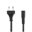Napájecí kabel | Euro Male | IEC-320-C1 | Přímý | Přímý | Poniklované | 2.00 m | Kroucený | PVC | Černá | Label