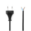 Napájecí kabel | Euro Male | Open | Přímý | Přímý | Poniklované | 2.00 m | Plochý | PVC | Černá | Label
