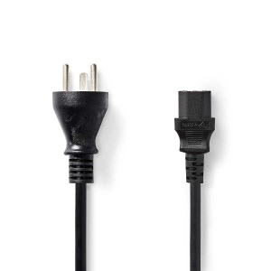 Napájecí kabel | Dánsko Zástrčka | IEC-320-C13 | Přímý | Přímý | Poniklované | 2.00 m | Kulatý | PVC | Černá | Label