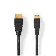 High Speed HDMI™ kabel s Ethernetem | Konektor HDMI ™ | HDMI ™ Mini Connector | 4K@30Hz | 10.2 Gbps | 3.00 m | Kulatý | PVC | Černá | Label