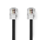 Telefonní Kabel | RJ11 Zástrčka | RJ11 Zástrčka | 10.0 m | Provedení kabelu: Plochý | Pokovování: Pozlacené | Typ kabelu: RJ11 | Černá | Label