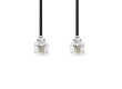 Telefonní Kabel | RJ11 Zástrčka | RJ11 Zástrčka | 10.0 m | Provedení kabelu: Plochý | Pokovování: Pozlacené | Typ kabelu: RJ11 | Černá | Label