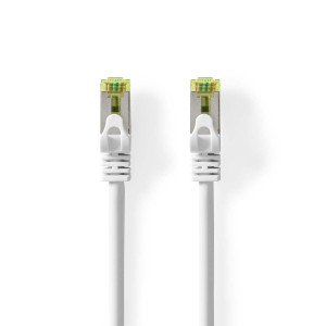 Síťový kabel CAT7 | S / FTP | RJ45 Zástrčka | RJ45 Zástrčka | 15.0 m | Snagless | Kulatý | LSZH | Bílá | Label