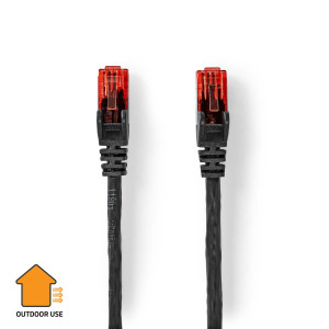 Síťový kabel CAT6 | RJ45 Zástrčka | RJ45 Zástrčka | U/UTP | 75.0 m | Venkovní | Kulatý | PE | Černá | Label