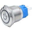 Vypínač tlačítkový OFF-ON 22mm, 250V/2A, bílé prosvětlení 12-24V