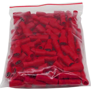 Faston-zdířka 4,8mm červená, kabel 0,5-1,5mm2, plná izolace, bal.100ks