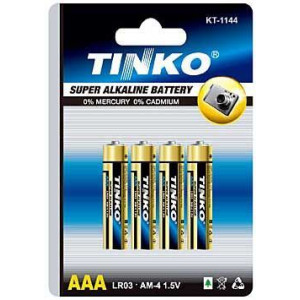 Baterie LR3 AAA(R03) alkalická TINKO, balení 4ks v blistru