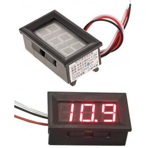 Voltmetr panelový LED červený, H27V3, 0-30V, 3 vývody